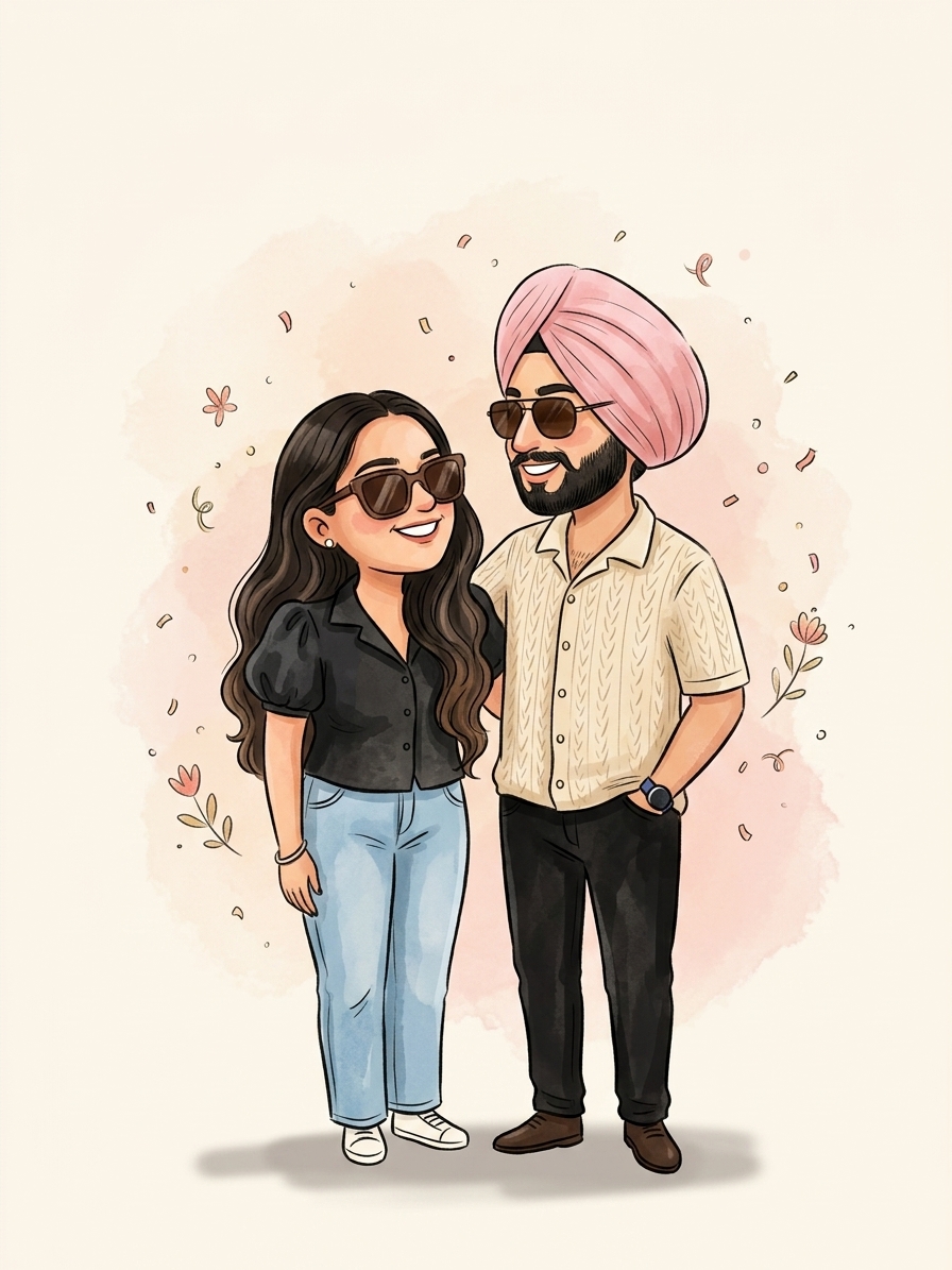 Harman and Gurleen caricature