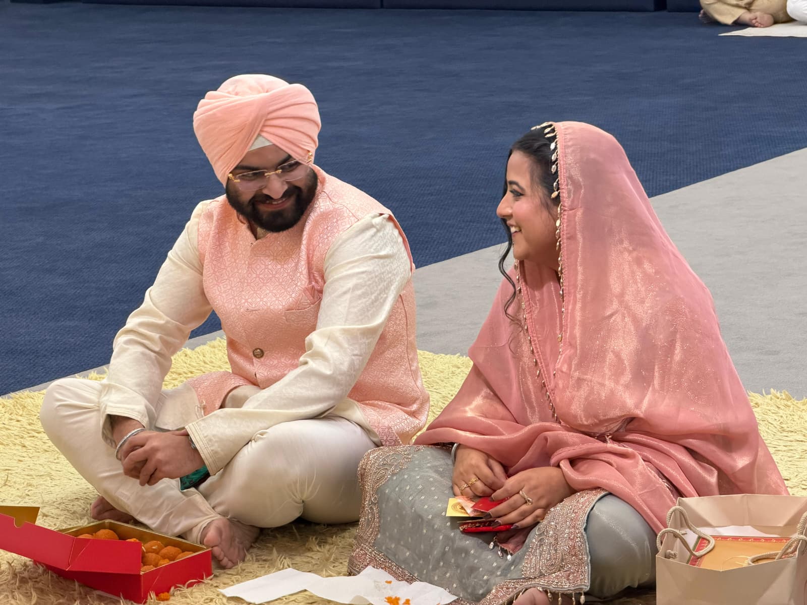 Harman and Gurleen at the engagement ceremony